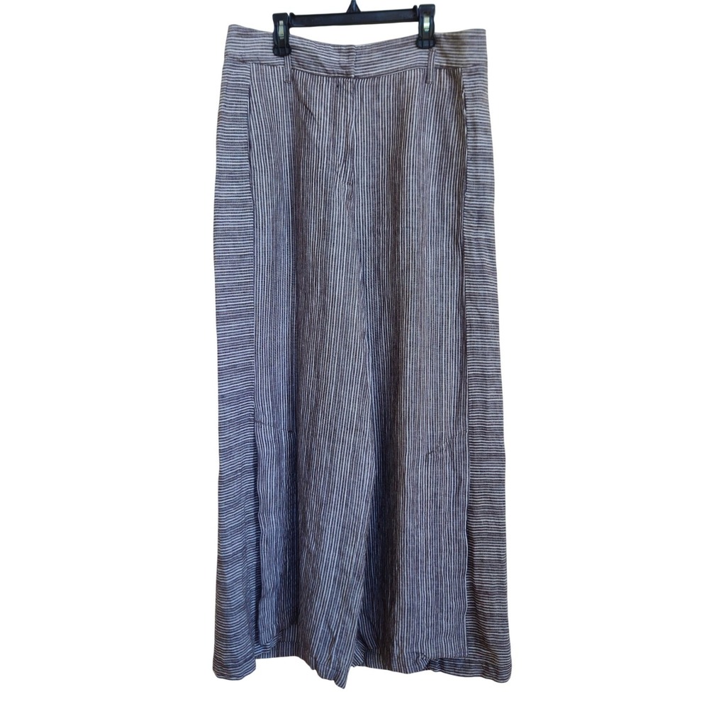 Anthropologie Ettitwa Wide Leg 100% Linen Pants Sz 10 High Rise Boho Fest Pocket